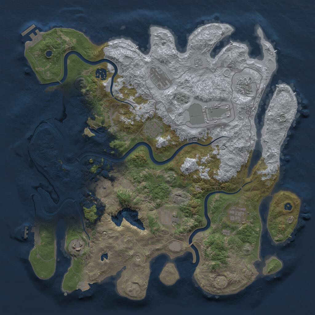 Rust Map: Procedural Map, Size: 4000, Seed: 1124332462, 16 Monuments
