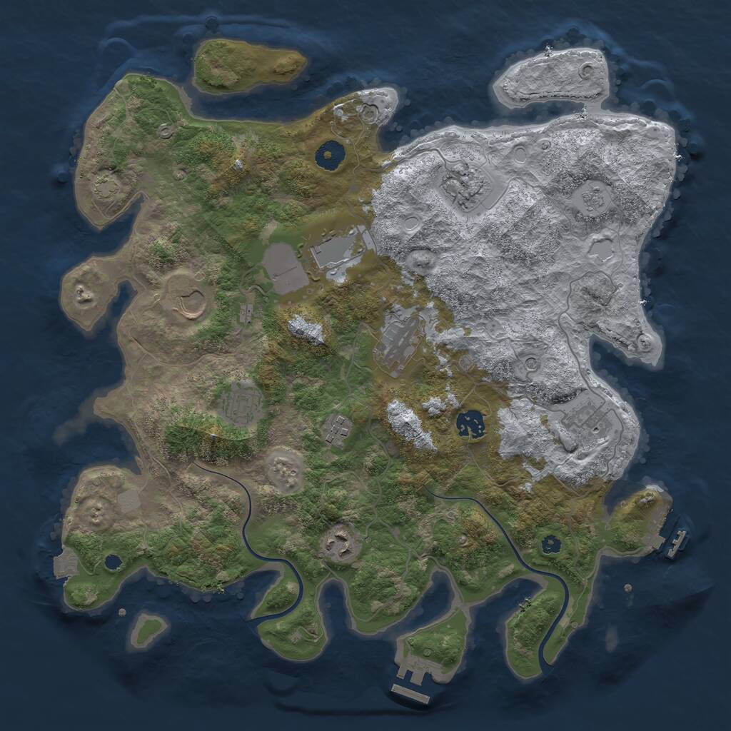 Rust Map: Procedural Map, Size: 3800, Seed: 39080121, 15 Monuments