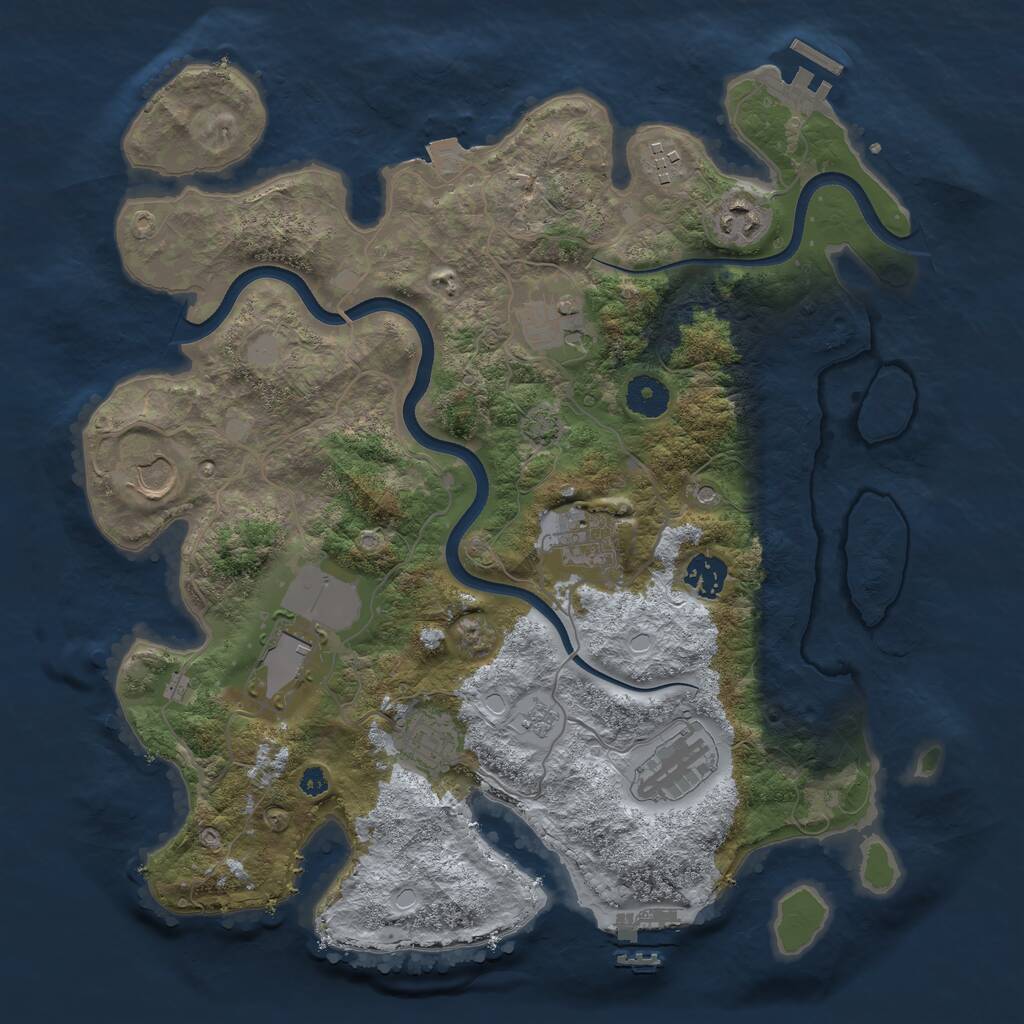 Rust Map: Procedural Map, Size: 3650, Seed: 966092, 15 Monuments