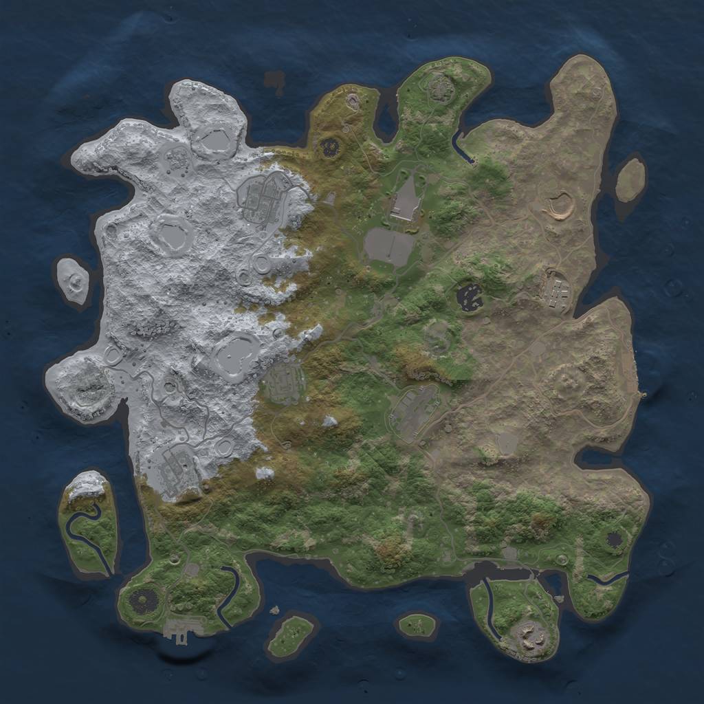 Rust Map: Procedural Map, Size: 3850, Seed: 72292653, 17 Monuments