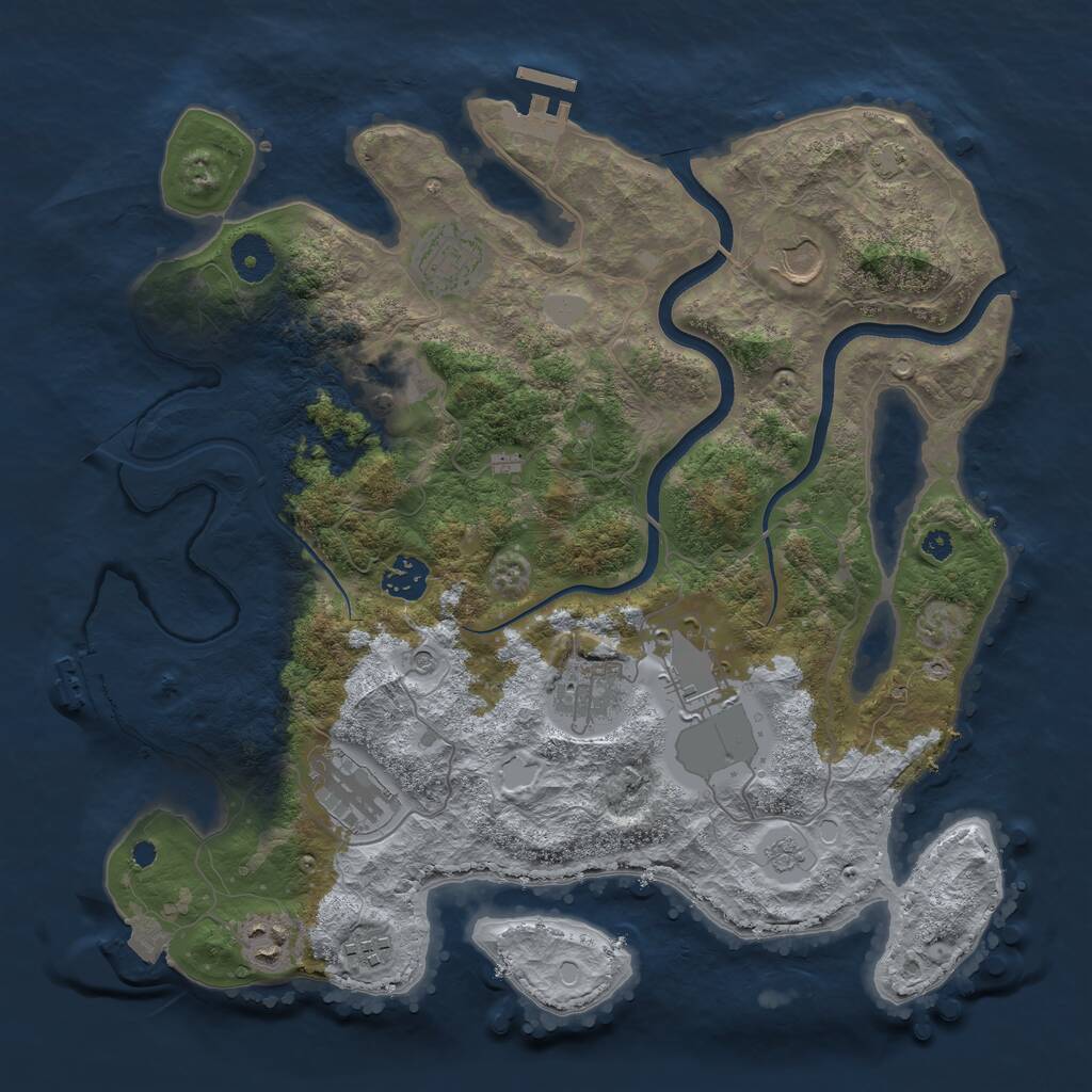 Rust Map: Procedural Map, Size: 3650, Seed: 55885157, 15 Monuments