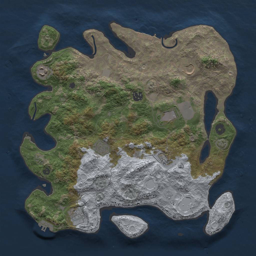 Rust Map: Procedural Map, Size: 3650, Seed: 55885157, 16 Monuments