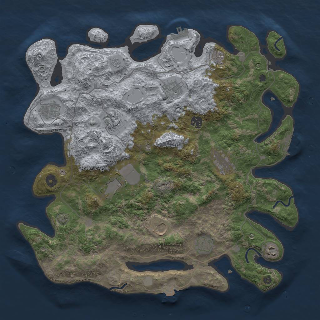 Rust Map: Procedural Map, Size: 4000, Seed: 77677801, 18 Monuments
