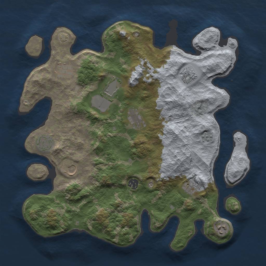 Rust Map: Barren, Size: 3800, Seed: 79061850, 14 Monuments