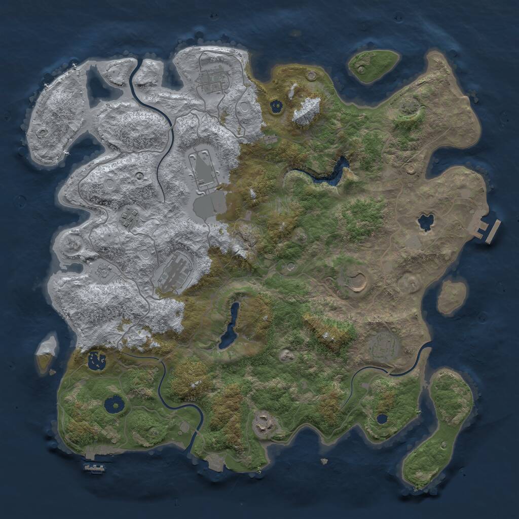 Rust Map: Procedural Map, Size: 4100, Seed: 72338401, 14 Monuments