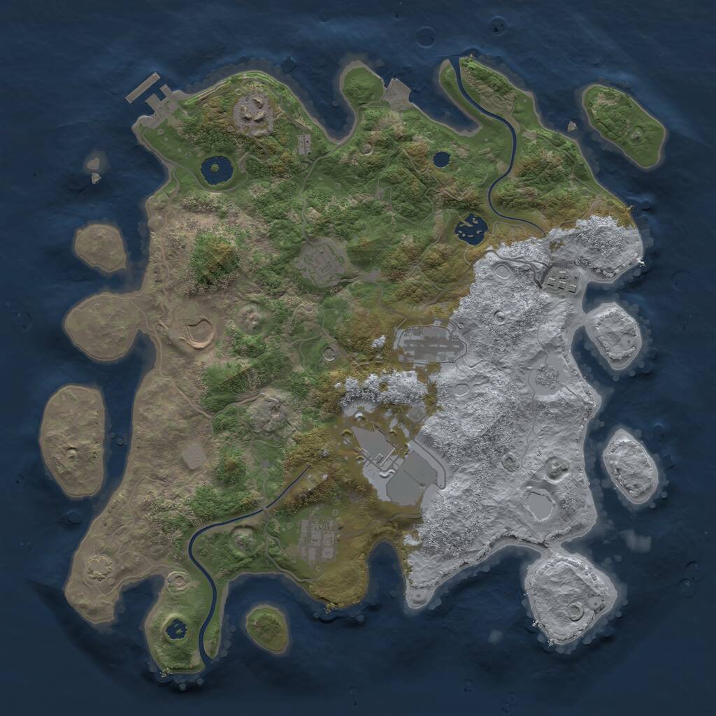 Rust Map: Procedural Map, Size: 3600, Seed: 65462383, 13 Monuments