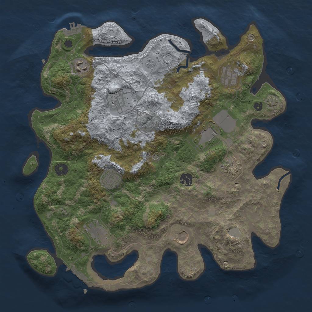 Rust Map: Procedural Map, Size: 3600, Seed: 57255011, 17 Monuments