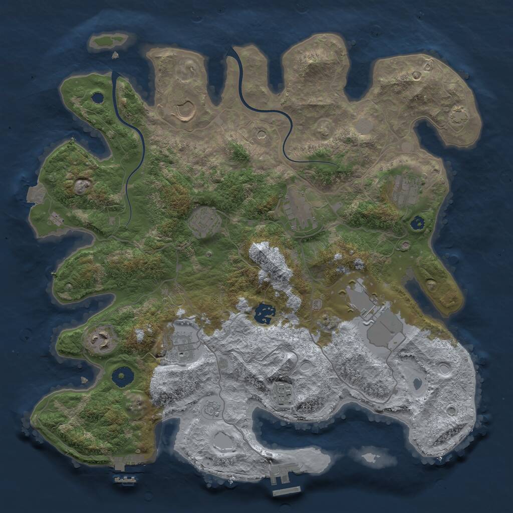 Rust Map: Procedural Map, Size: 3700, Seed: 31436776, 15 Monuments