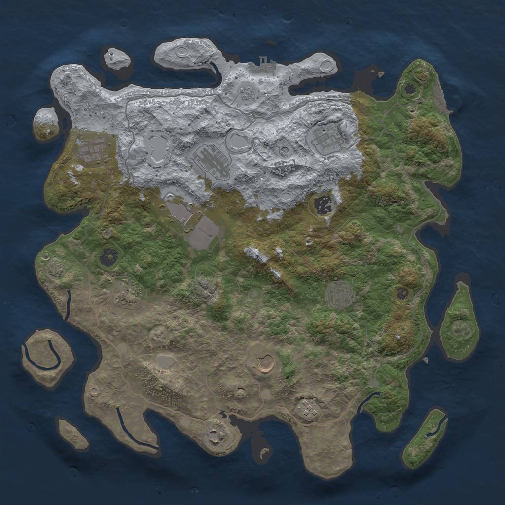 Rust Map: Procedural Map, Size: 4100, Seed: 52866790, 18 Monuments