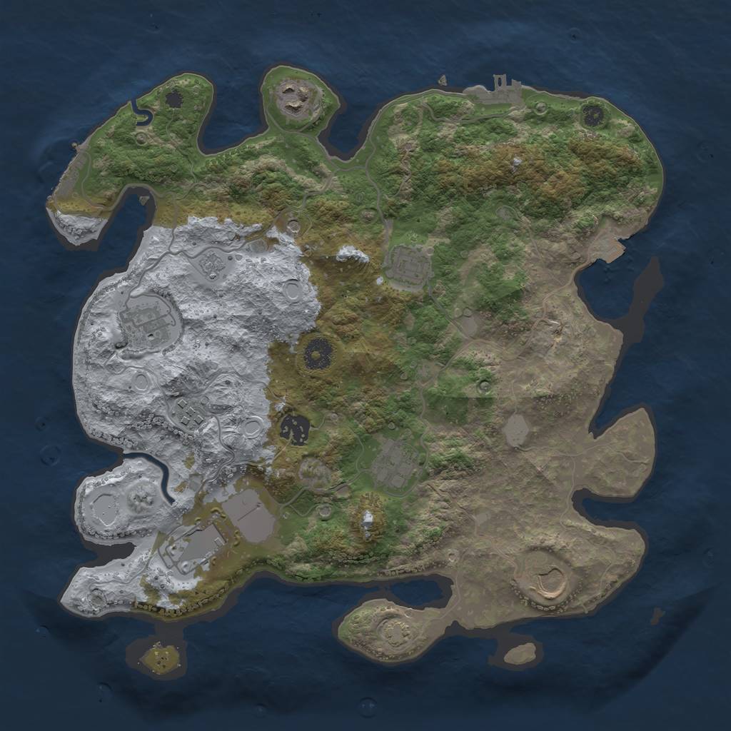Rust Map: Procedural Map, Size: 3550, Seed: 97705246, 16 Monuments