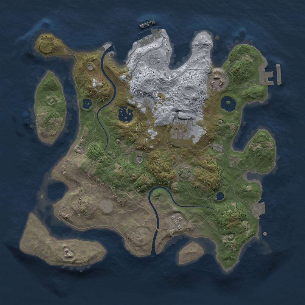 Rust Map: Procedural Map, Size: 3000, Seed: 6402593, 10 Monuments