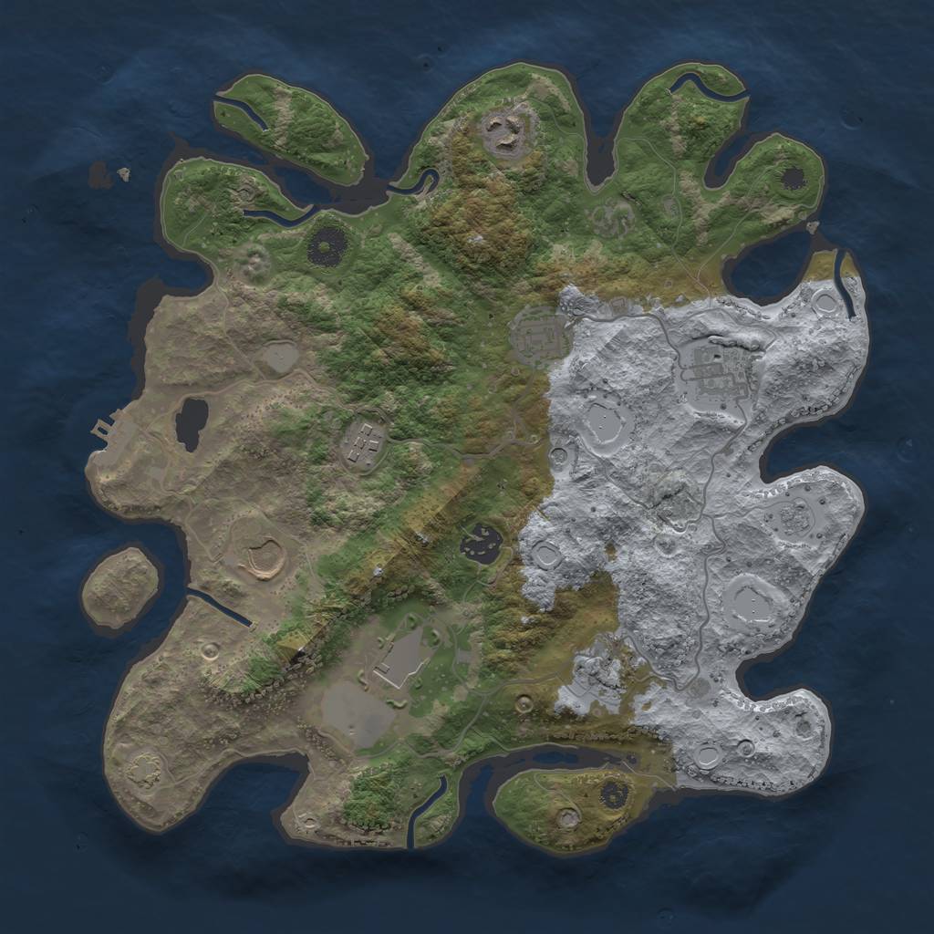 Rust Map: Procedural Map, Size: 3500, Seed: 522, 15 Monuments