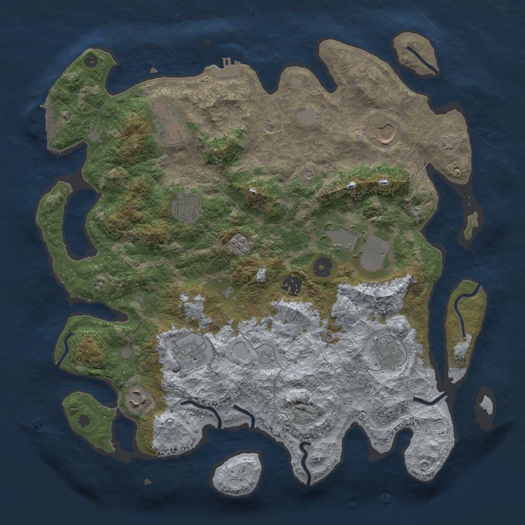 Rust Map: Procedural Map, Size: 3950, Seed: 14785101, 17 Monuments