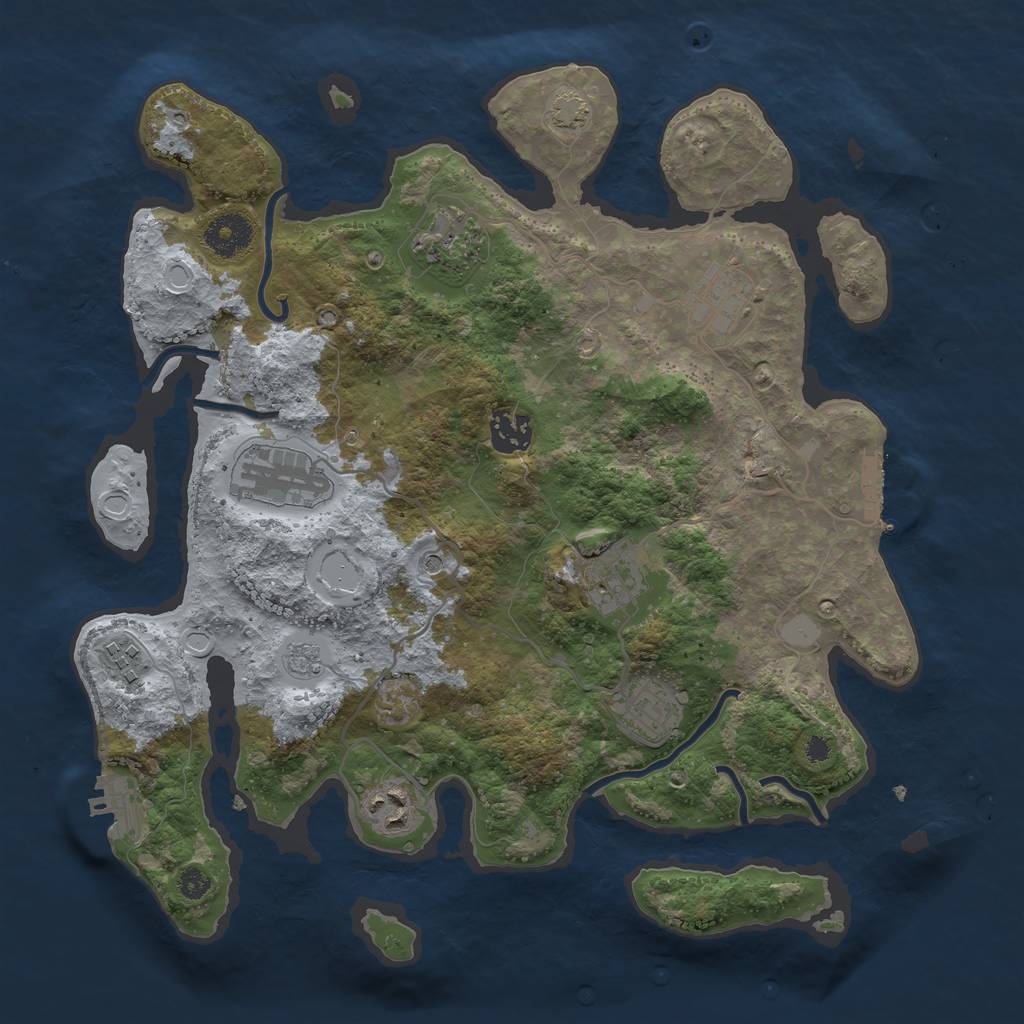 Rust Map: Procedural Map, Size: 3450, Seed: 5051569, 16 Monuments
