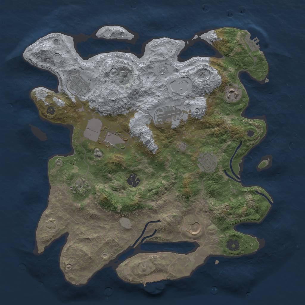Rust Map: Procedural Map, Size: 3600, Seed: 19163235, 16 Monuments