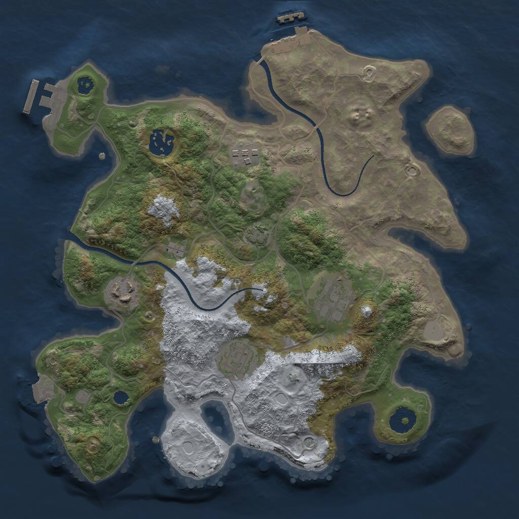 Rust Map: Procedural Map, Size: 3000, Seed: 487320123, 10 Monuments
