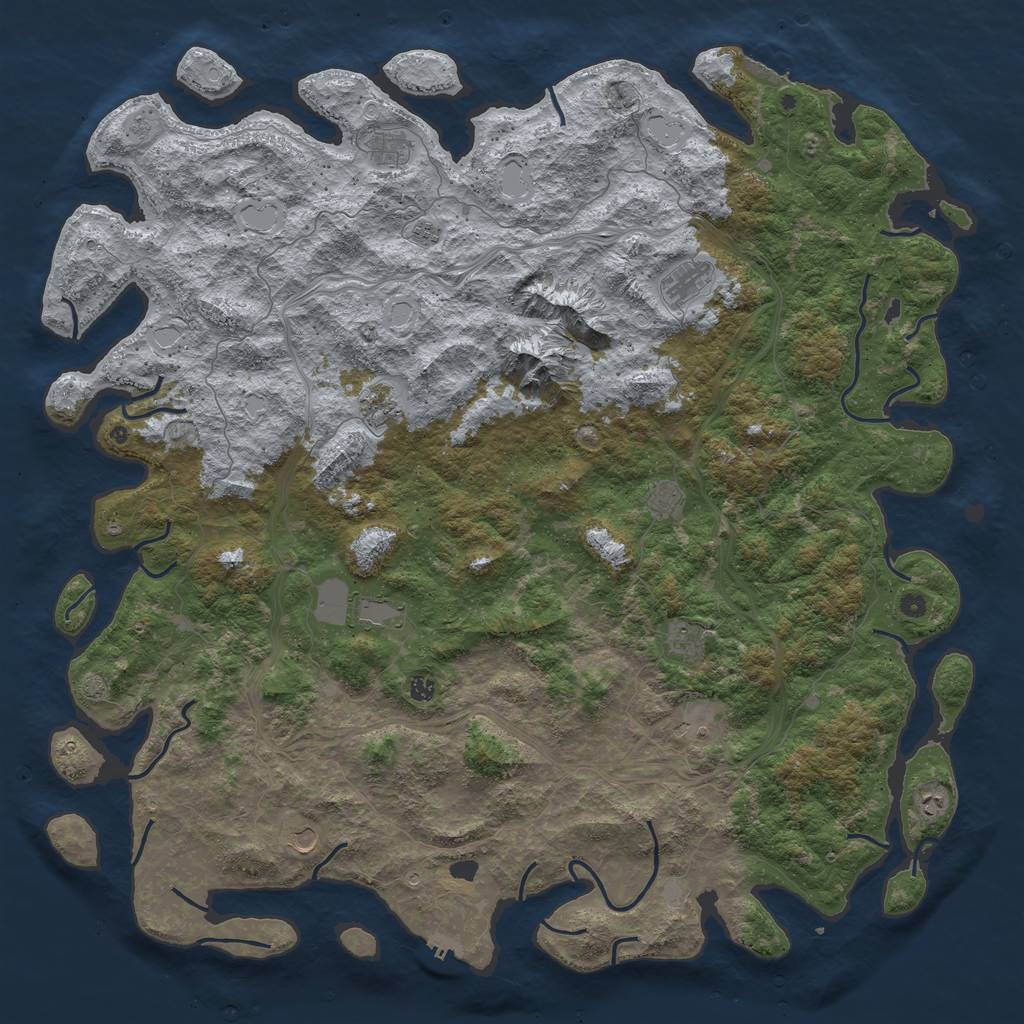 Rust Map: Procedural Map, Size: 6000, Seed: 69421, 19 Monuments