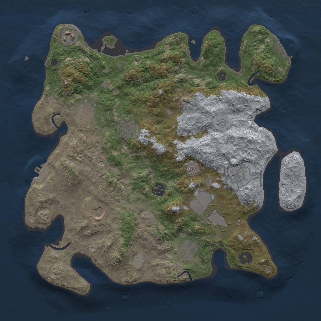 Rust Map: Procedural Map, Size: 3650, Seed: 427672904, 17 Monuments