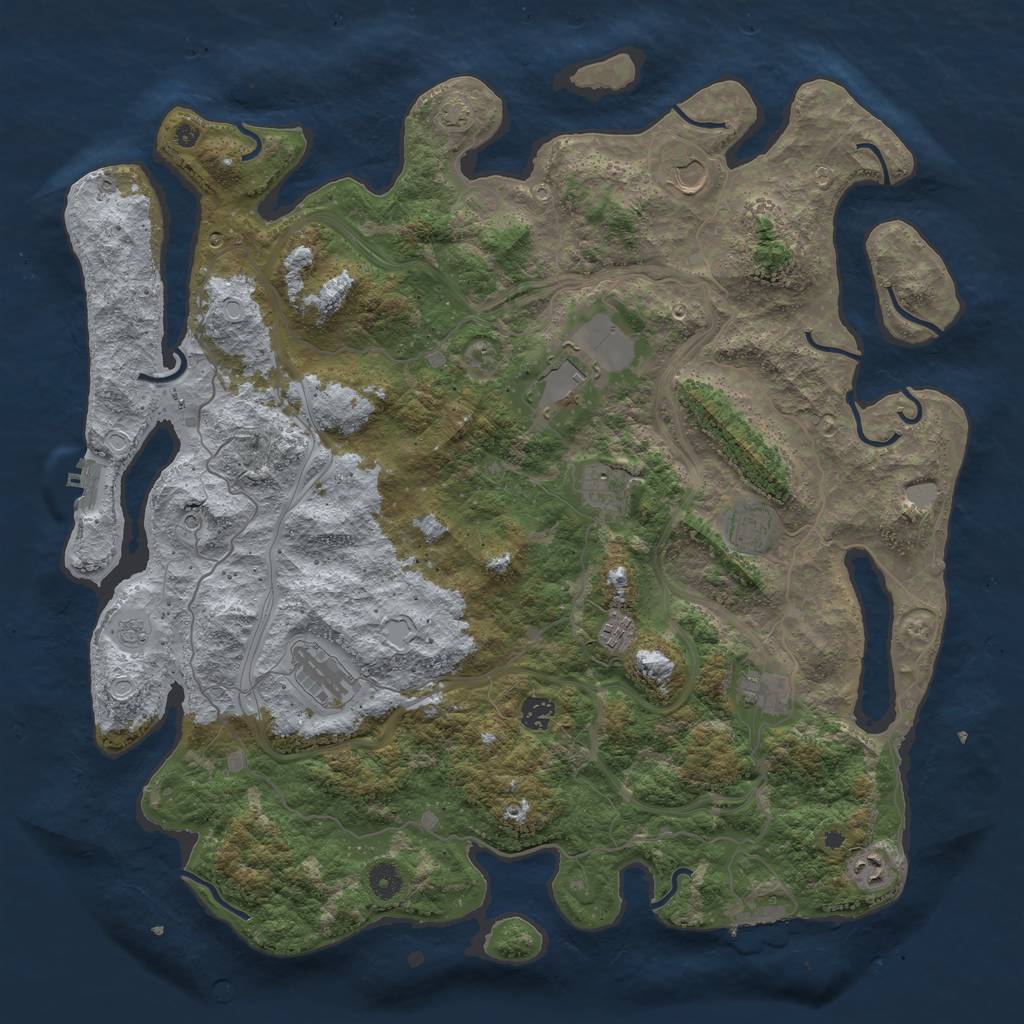 Rust Map: Procedural Map, Size: 4500, Seed: 1398075876, 17 Monuments