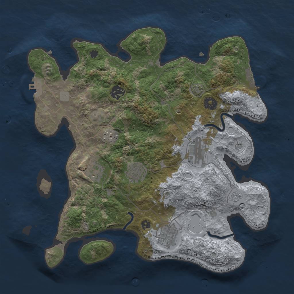 Rust Map: Procedural Map, Size: 3250, Seed: 1179699317, 14 Monuments