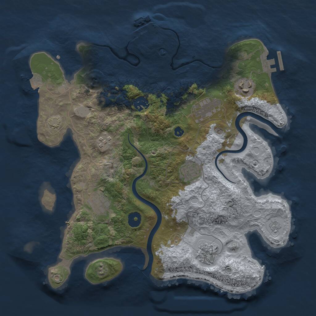 Rust Map: Procedural Map, Size: 3250, Seed: 1179699317, 13 Monuments