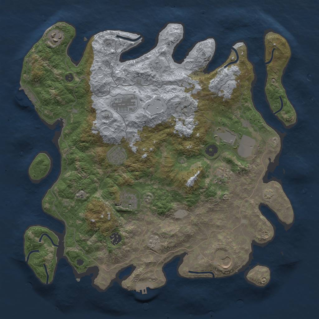 Rust Map: Procedural Map, Size: 4000, Seed: 10962557, 17 Monuments
