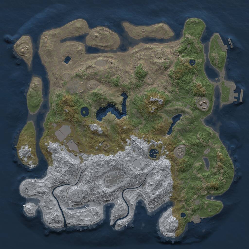 Rust Map: Procedural Map, Size: 4000, Seed: 2878683, 11 Monuments