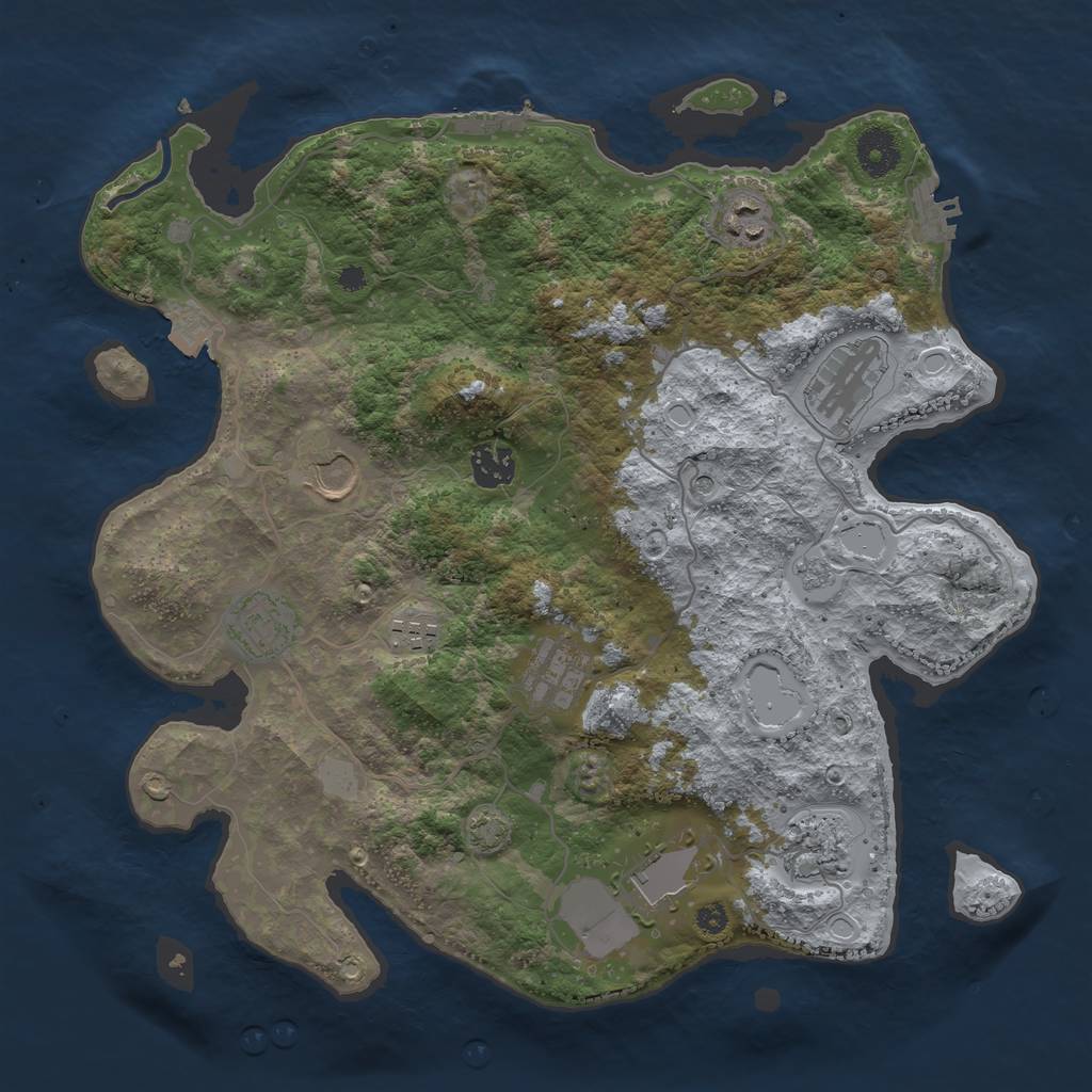 Rust Map: Procedural Map, Size: 3600, Seed: 30569423, 17 Monuments