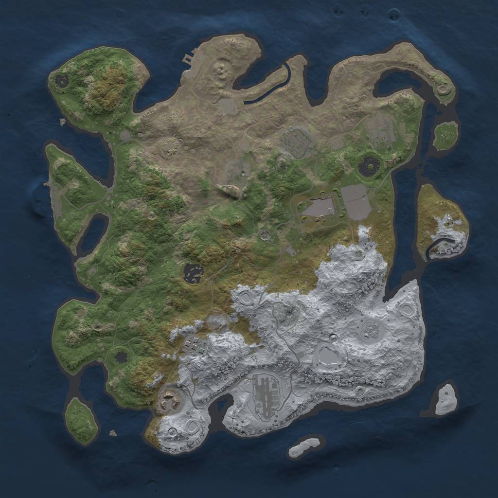 Rust Map: Procedural Map, Size: 3600, Seed: 11006, 16 Monuments