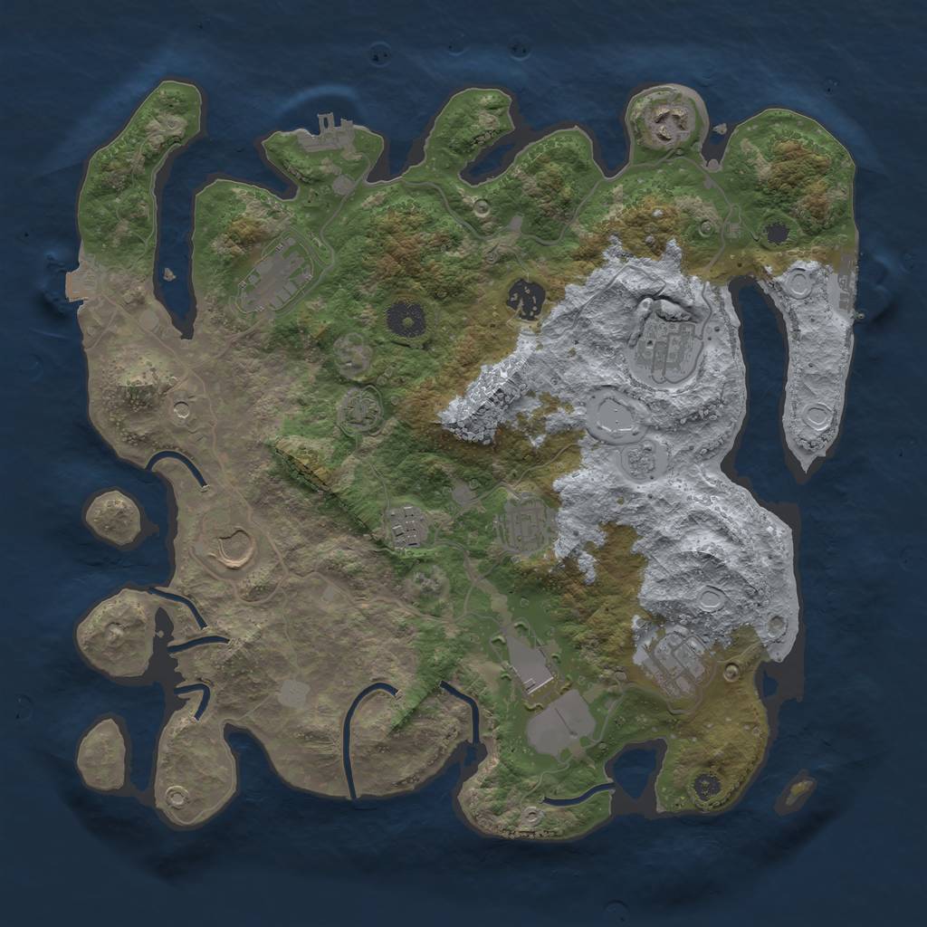 Rust Map: Procedural Map, Size: 3600, Seed: 21006, 17 Monuments
