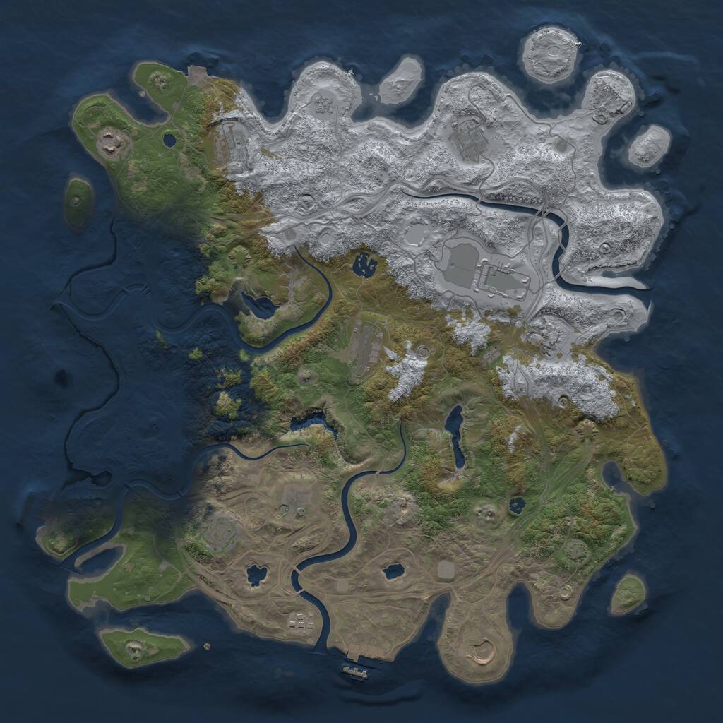Rust Map: Procedural Map, Size: 4500, Seed: 25732474, 17 Monuments