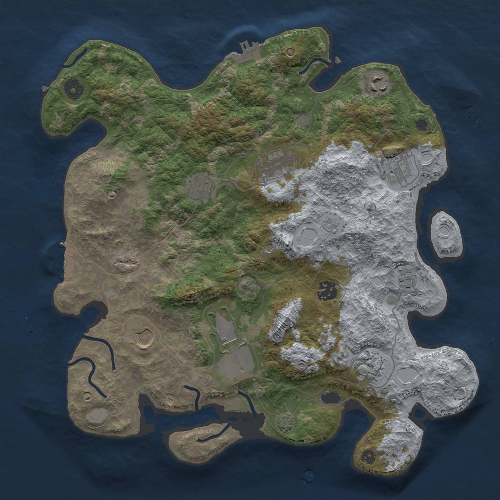 Rust Map: Procedural Map, Size: 3700, Seed: 339692877, 17 Monuments