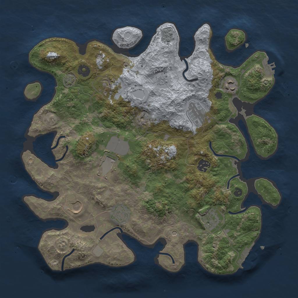 Rust Map: Procedural Map, Size: 3600, Seed: 68725790, 17 Monuments