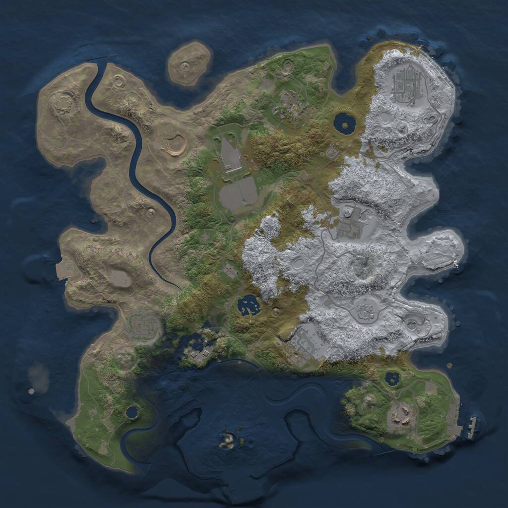 Rust Map: Procedural Map, Size: 3500, Seed: 666458103, 16 Monuments