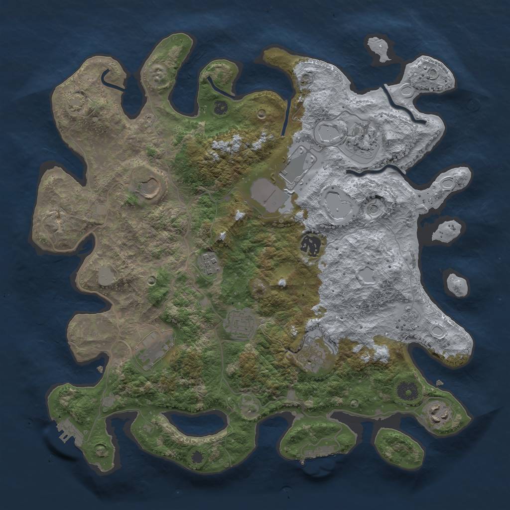 Rust Map: Procedural Map, Size: 3700, Seed: 4309440, 17 Monuments