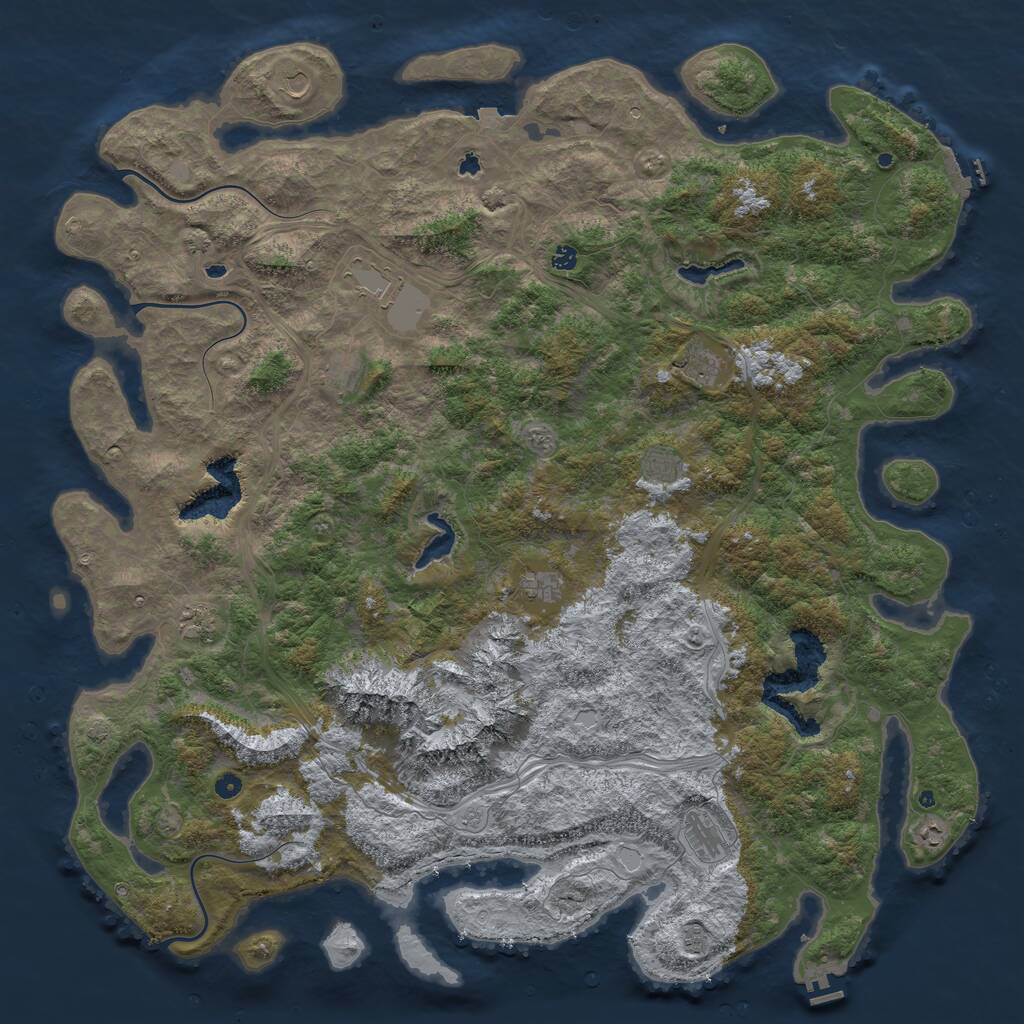 Rust Map: Procedural Map, Size: 6000, Seed: 352653, 17 Monuments