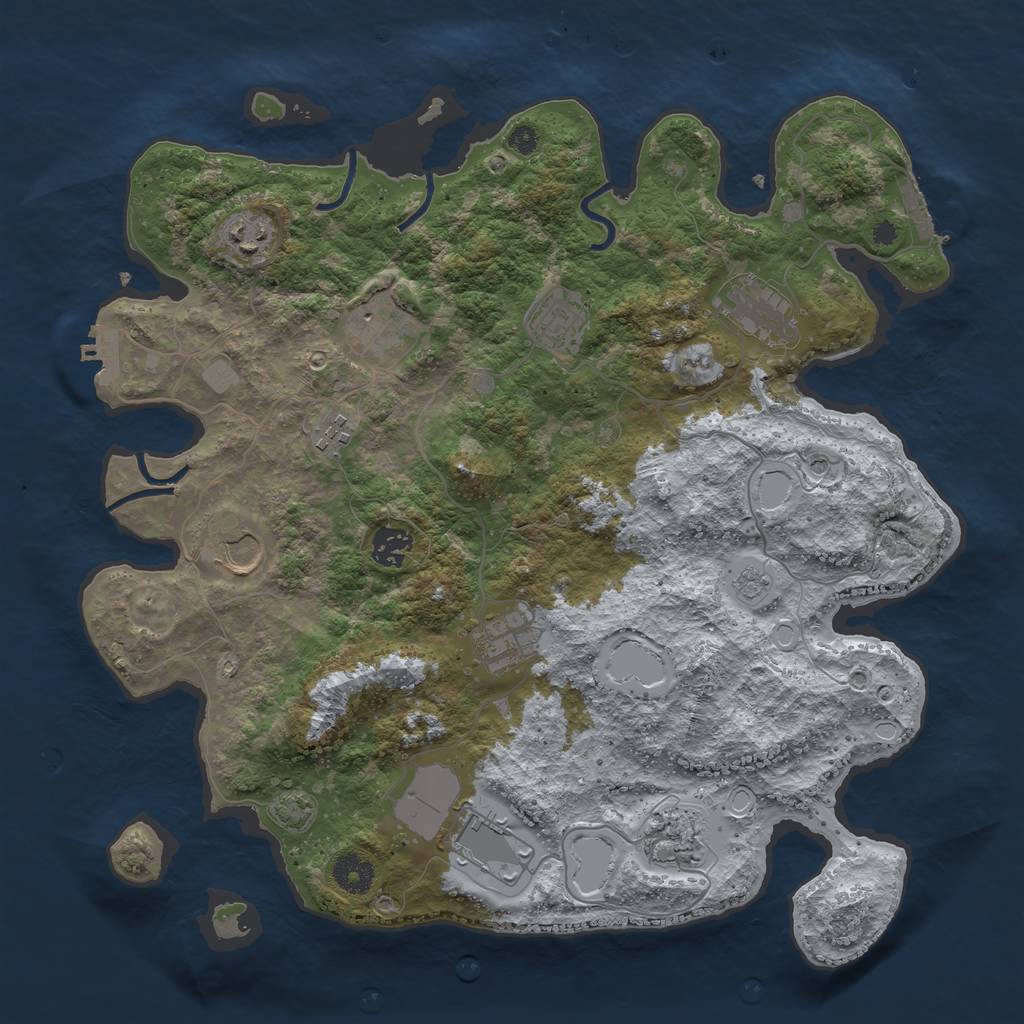 Rust Map: Procedural Map, Size: 3750, Seed: 20127, 18 Monuments