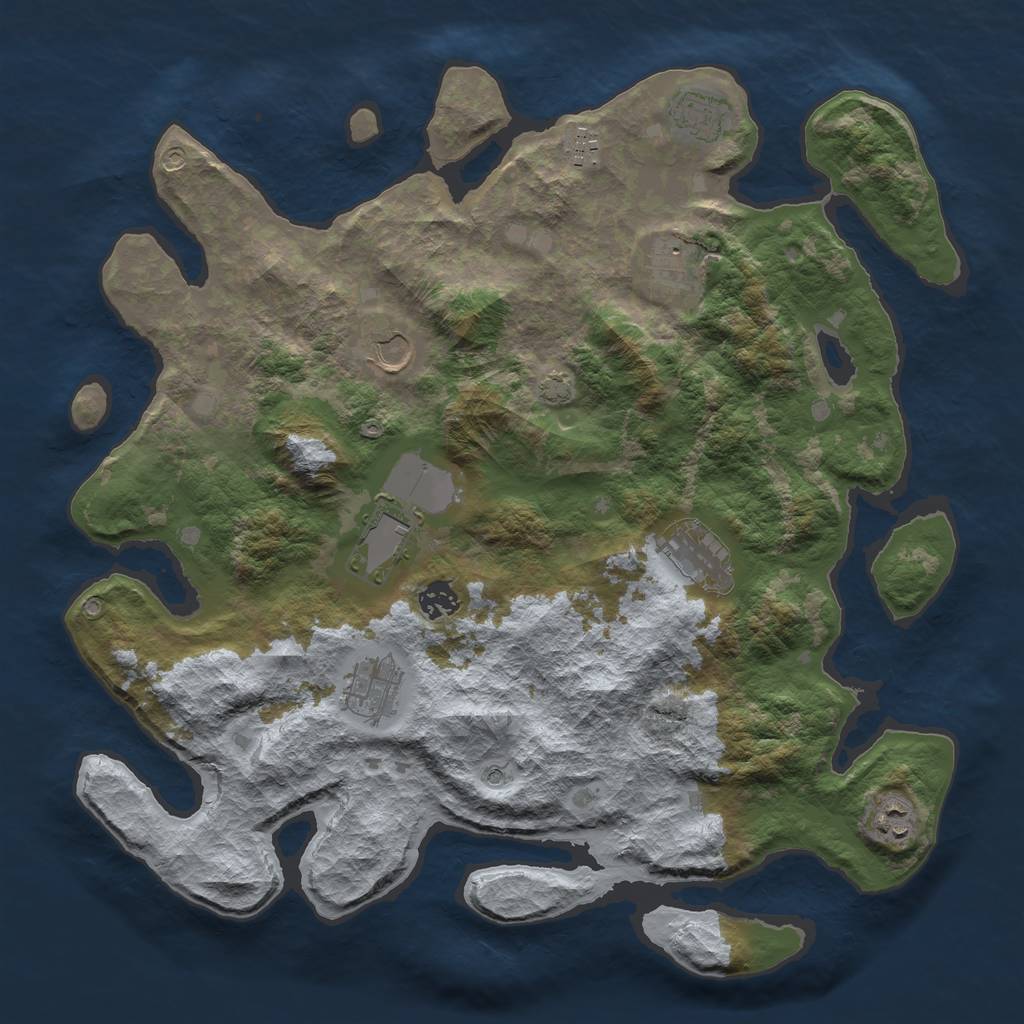 Rust Map: Barren, Size: 4000, Seed: 51276863, 13 Monuments