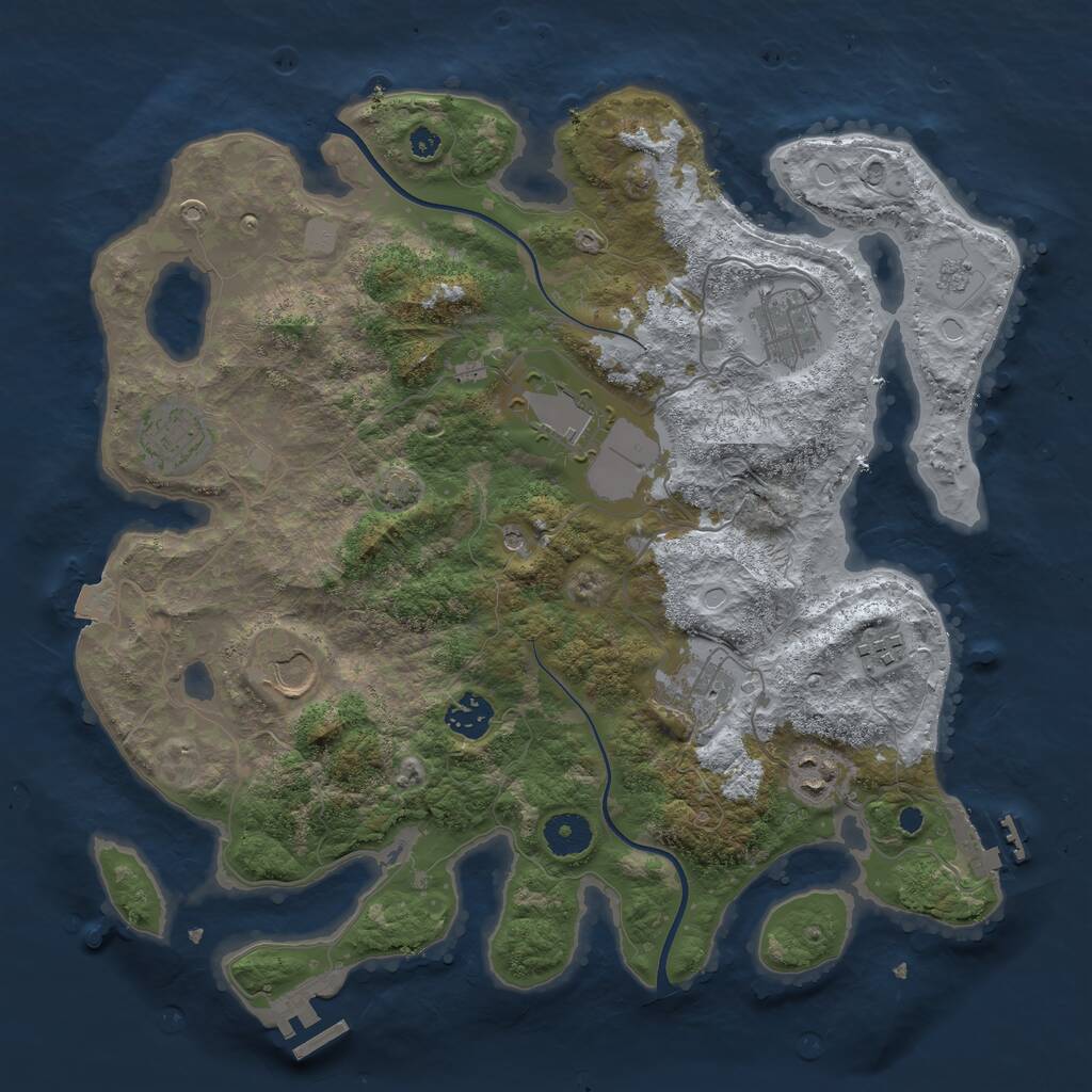 Rust Map: Procedural Map, Size: 3650, Seed: 92419574, 14 Monuments