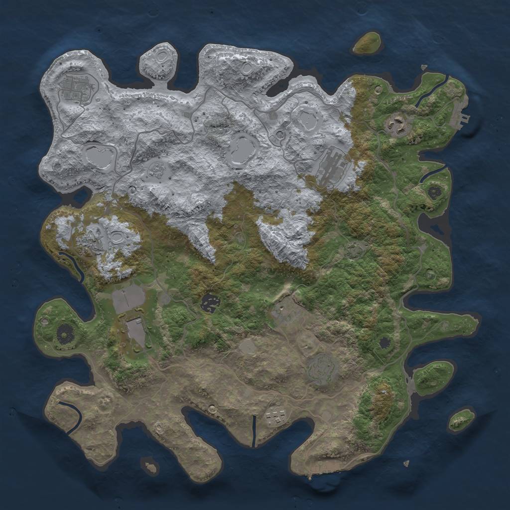 Rust Map: Procedural Map, Size: 4000, Seed: 13825410, 17 Monuments