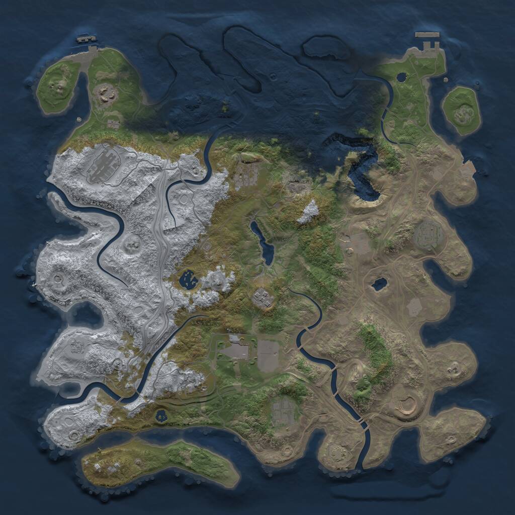 Rust Map: Procedural Map, Size: 4300, Seed: 77129555, 17 Monuments