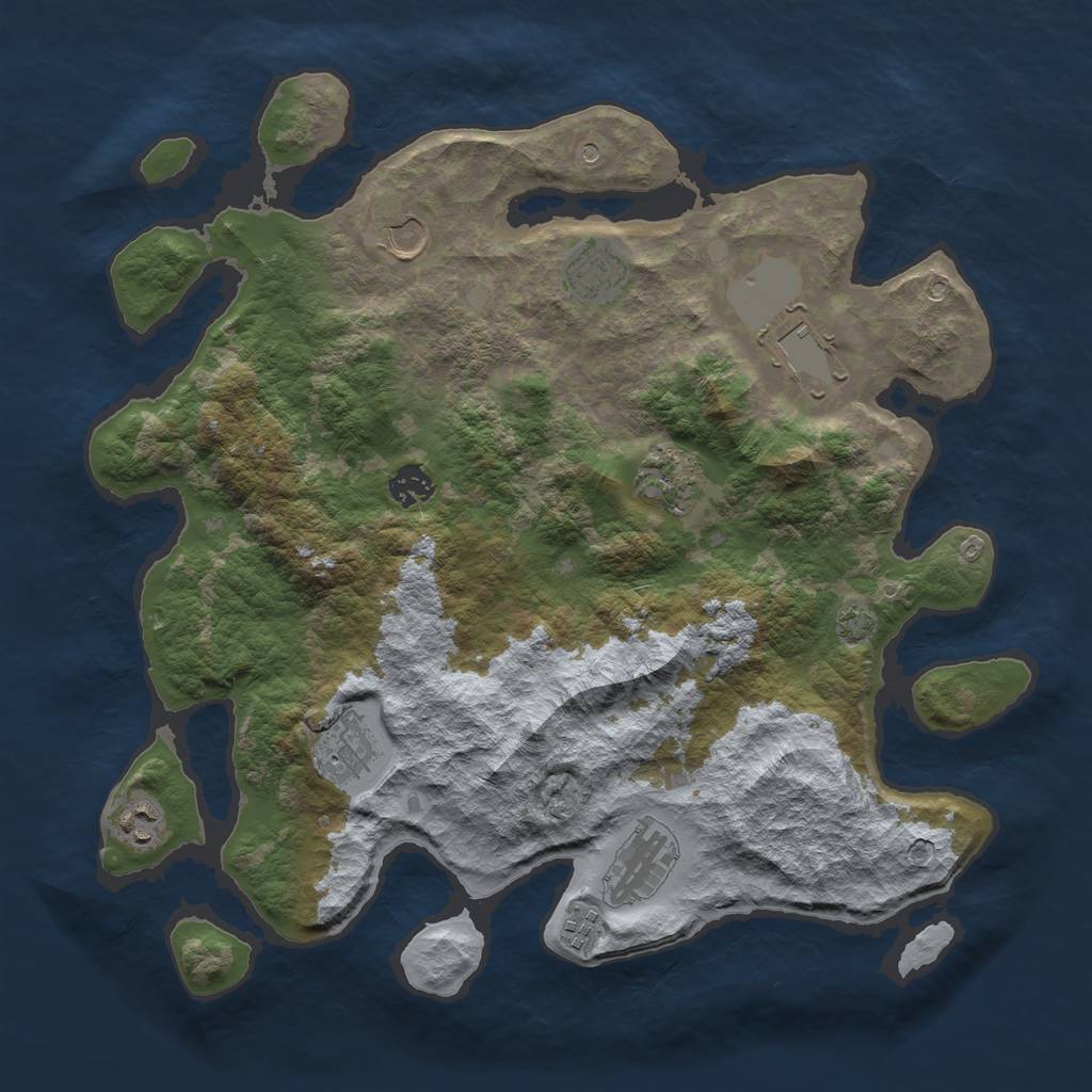 Rust Map: Barren, Size: 3900, Seed: 10061253, 13 Monuments