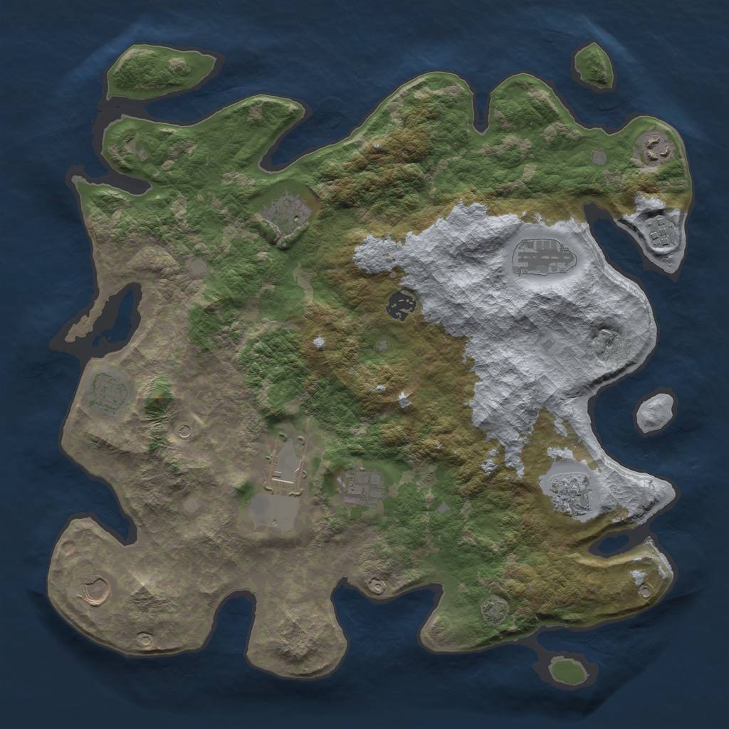 Rust Map: Barren, Size: 3950, Seed: 94550095, 14 Monuments