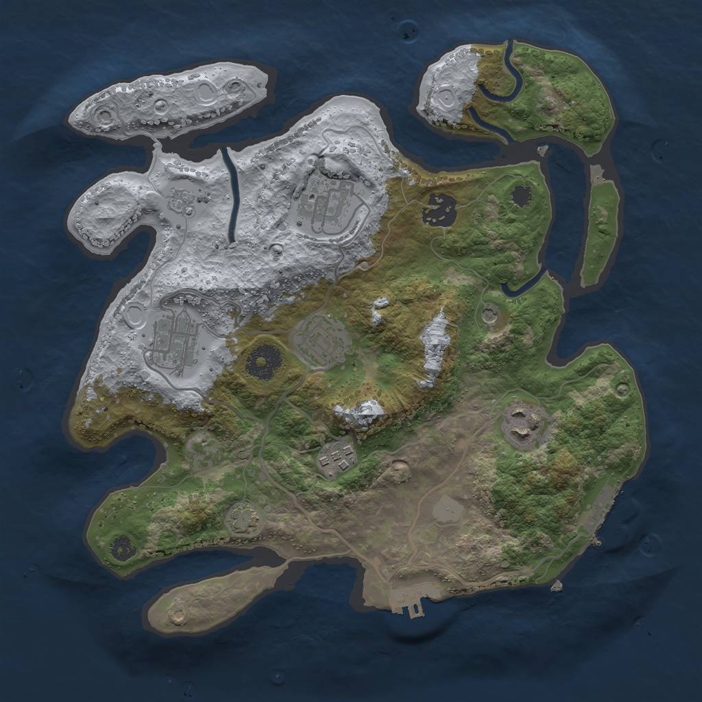 Rust Map: Procedural Map, Size: 3000, Seed: 27297, 14 Monuments