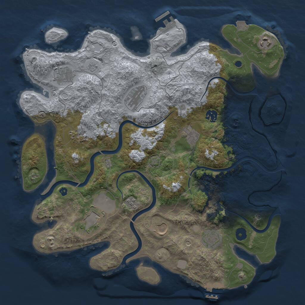 Rust Map: Procedural Map, Size: 3800, Seed: 41263565, 16 Monuments