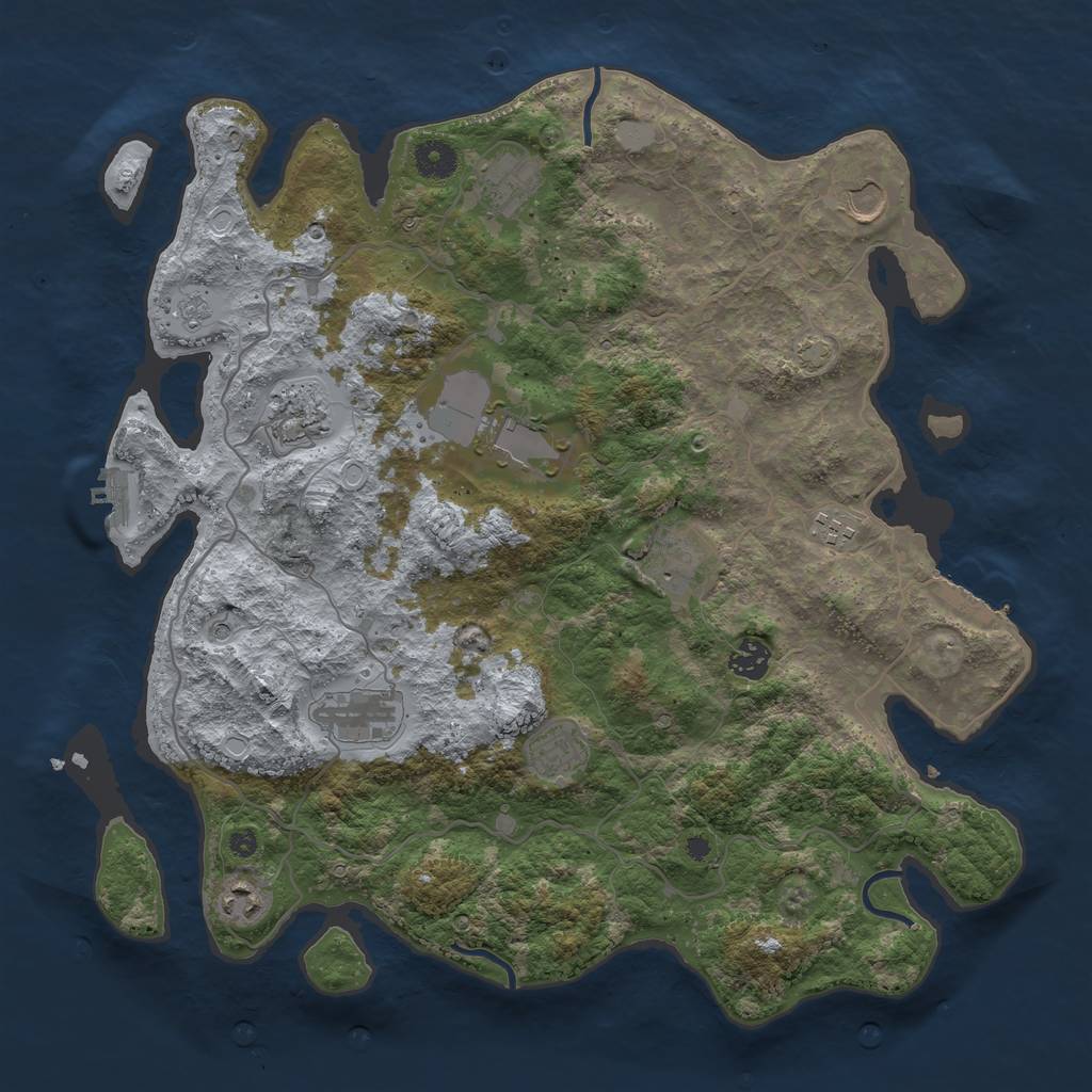 Rust Map: Procedural Map, Size: 4000, Seed: 322209516, 18 Monuments
