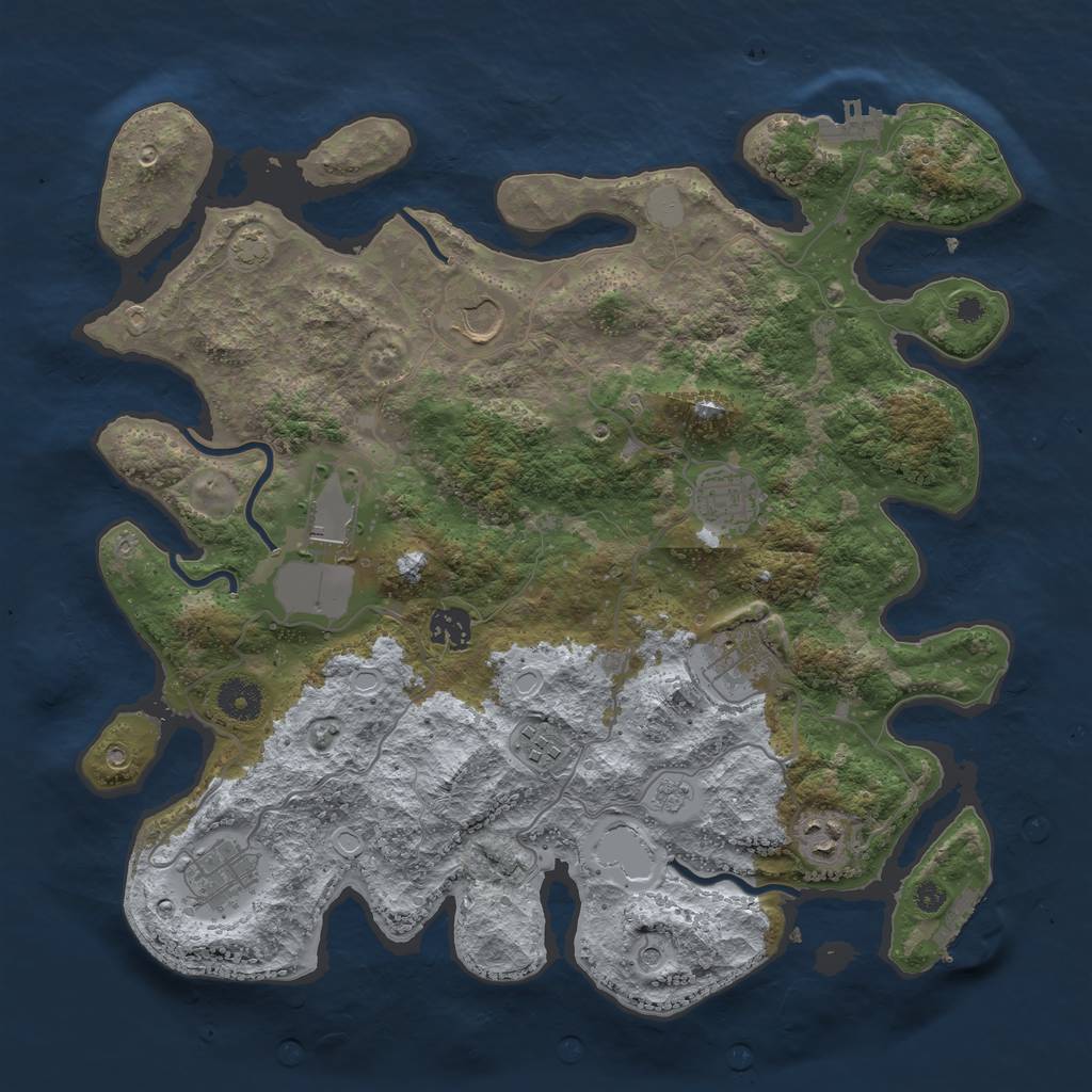Rust Map: Procedural Map, Size: 3750, Seed: 34023389, 16 Monuments
