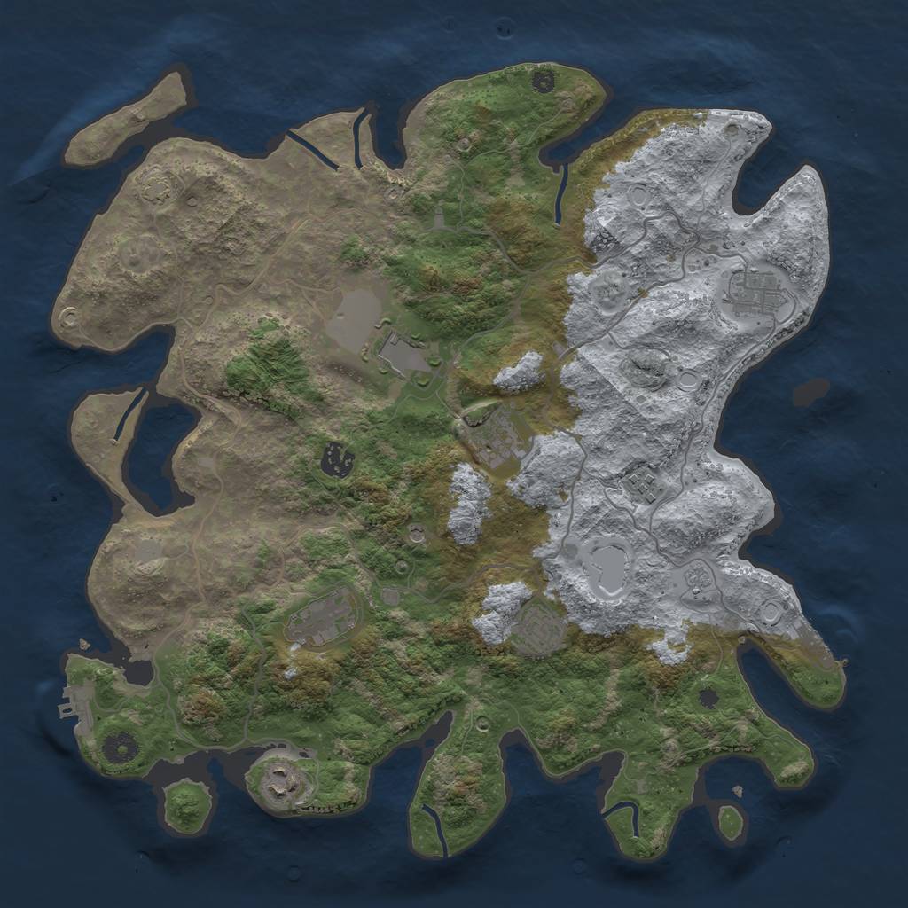 Rust Map: Procedural Map, Size: 4000, Seed: 419418, 16 Monuments