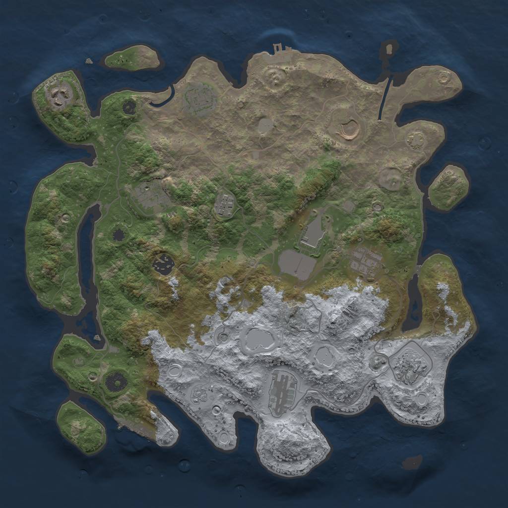 Rust Map: Procedural Map, Size: 3750, Seed: 29237083, 18 Monuments