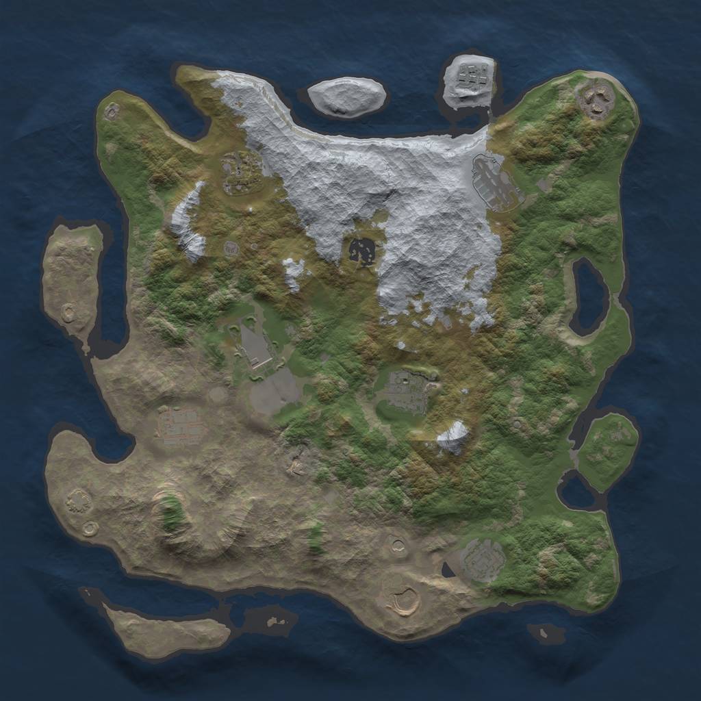 Rust Map: Barren, Size: 3750, Seed: 34964602, 14 Monuments